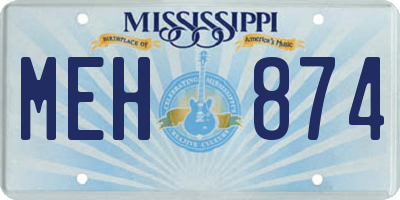 MS license plate MEH874
