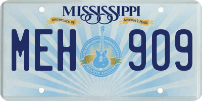 MS license plate MEH909