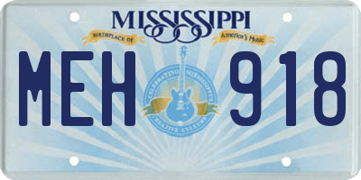 MS license plate MEH918