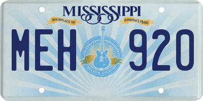 MS license plate MEH920