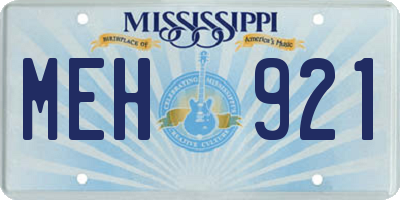 MS license plate MEH921