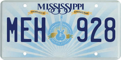 MS license plate MEH928