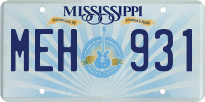 MS license plate MEH931