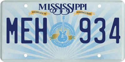 MS license plate MEH934