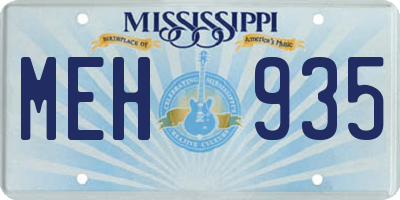 MS license plate MEH935
