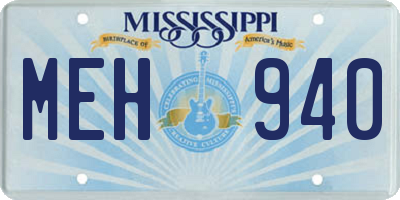 MS license plate MEH940
