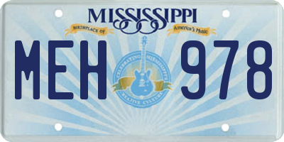 MS license plate MEH978