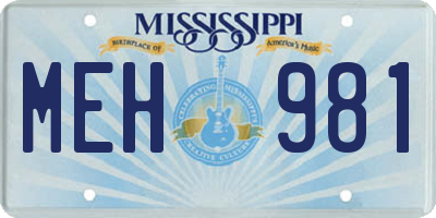 MS license plate MEH981