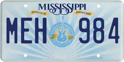 MS license plate MEH984