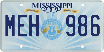 MS license plate MEH986