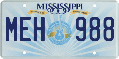 MS license plate MEH988