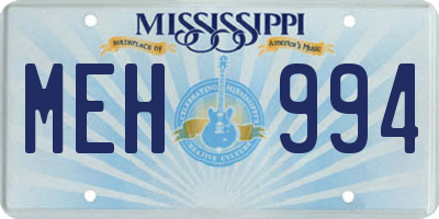 MS license plate MEH994