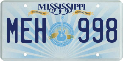 MS license plate MEH998