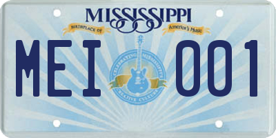 MS license plate MEI001