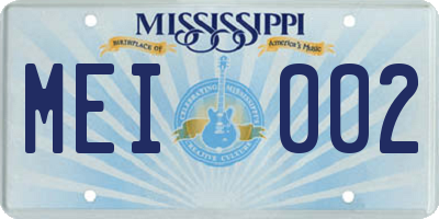 MS license plate MEI002