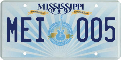 MS license plate MEI005