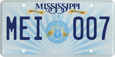 MS license plate MEI007