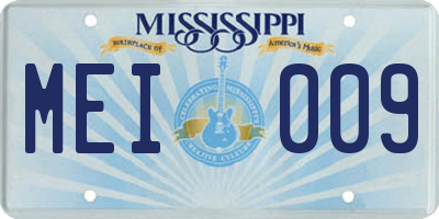 MS license plate MEI009