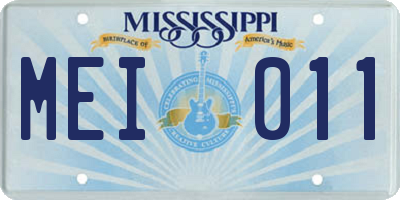 MS license plate MEI011