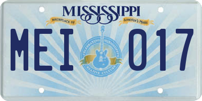 MS license plate MEI017