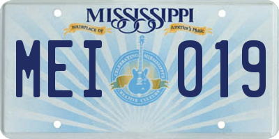 MS license plate MEI019
