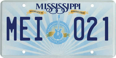 MS license plate MEI021