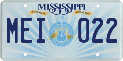 MS license plate MEI022