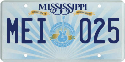 MS license plate MEI025