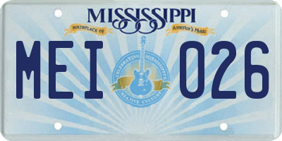 MS license plate MEI026