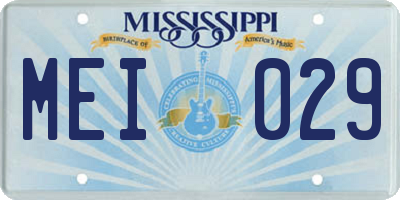 MS license plate MEI029