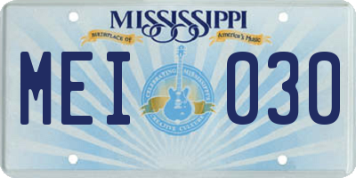 MS license plate MEI030