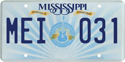 MS license plate MEI031