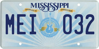 MS license plate MEI032