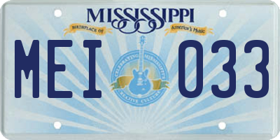 MS license plate MEI033