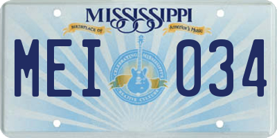 MS license plate MEI034