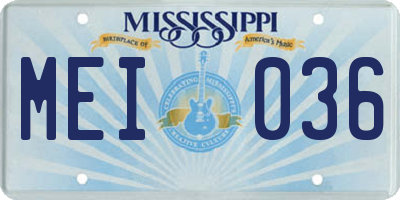 MS license plate MEI036