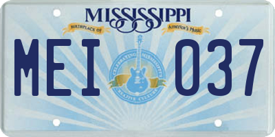 MS license plate MEI037