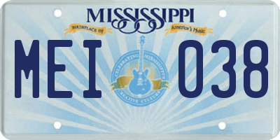 MS license plate MEI038