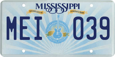 MS license plate MEI039