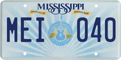 MS license plate MEI040