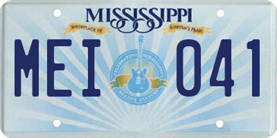 MS license plate MEI041