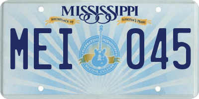MS license plate MEI045