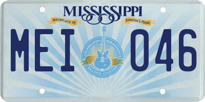 MS license plate MEI046