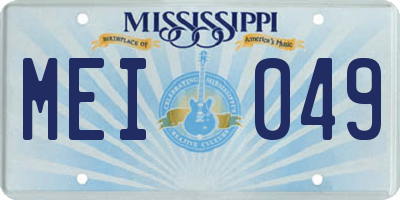 MS license plate MEI049