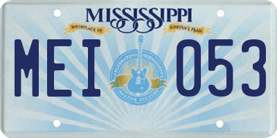 MS license plate MEI053