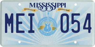 MS license plate MEI054