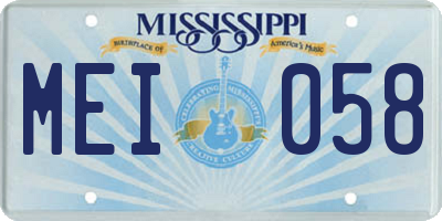 MS license plate MEI058