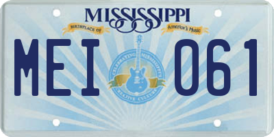 MS license plate MEI061