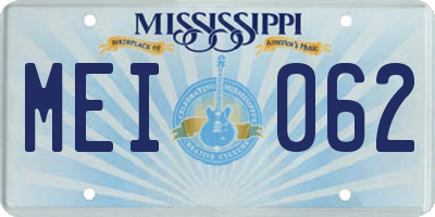 MS license plate MEI062