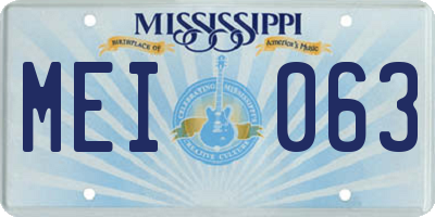 MS license plate MEI063